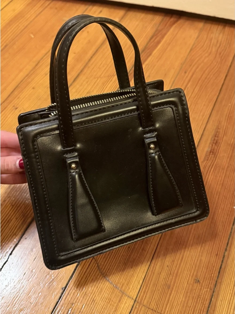 Zara Black Structured Mini Top-Handle Bag - Picture 4 of 6